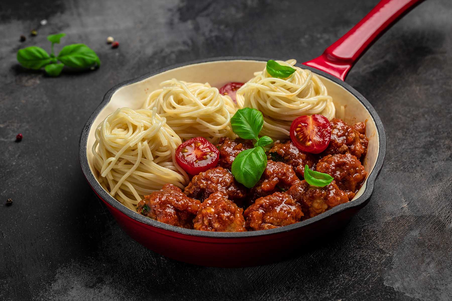 Meatballs set Spaghetti pasta with meatballs and tomato sauce 1800px